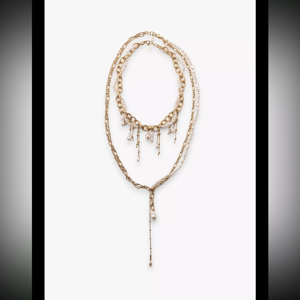 Zara pack of pearl chains multi strand necklaces - Picture 3 of 8